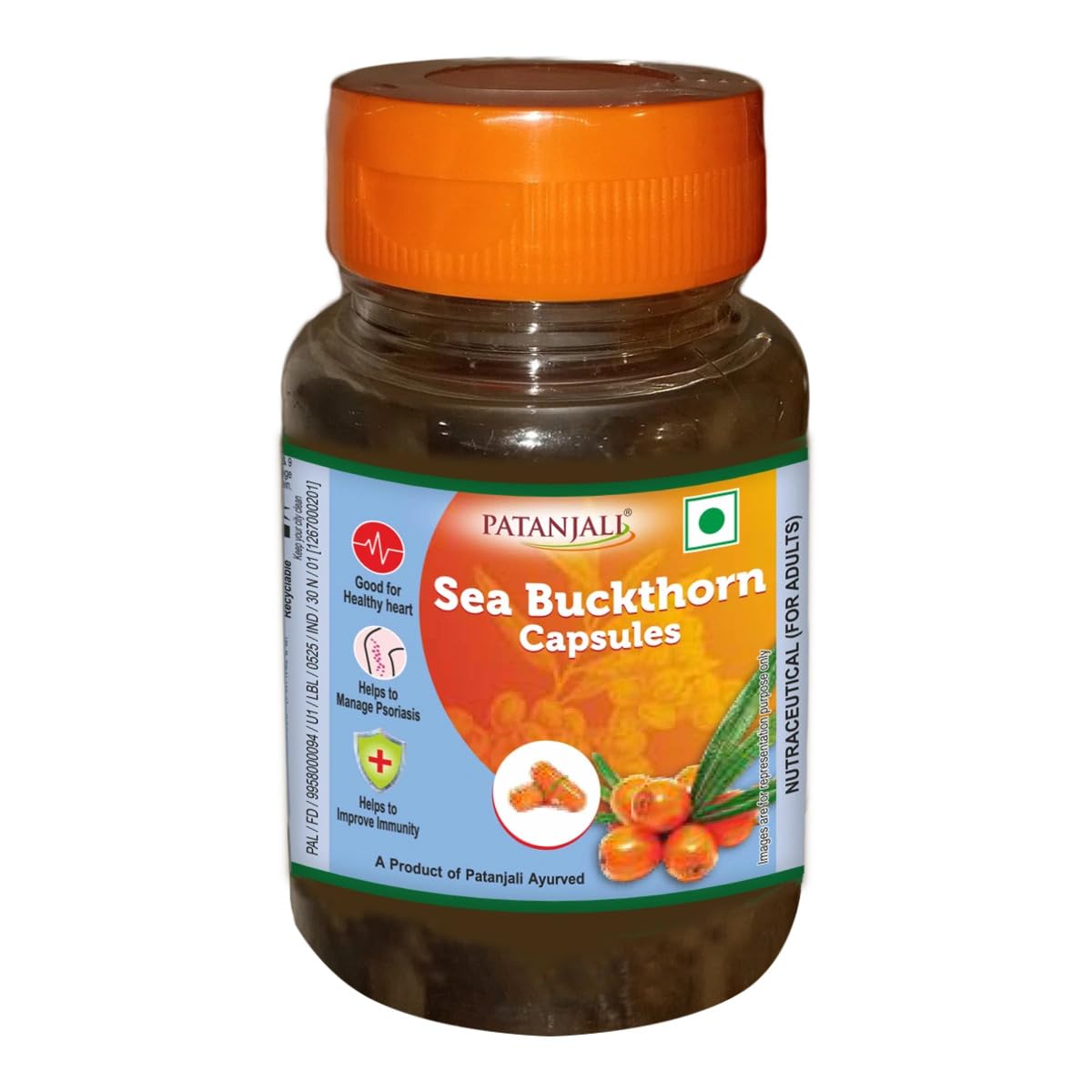Patanjali Seabuckthorn Capsules 30N Pack Of 1 - Natural Supplement For Heart Health And Immunity
Patanjali Seabuckthorn Capsules 30N Pack Of 1 - Natural Supplement For Heart Health And Immunity