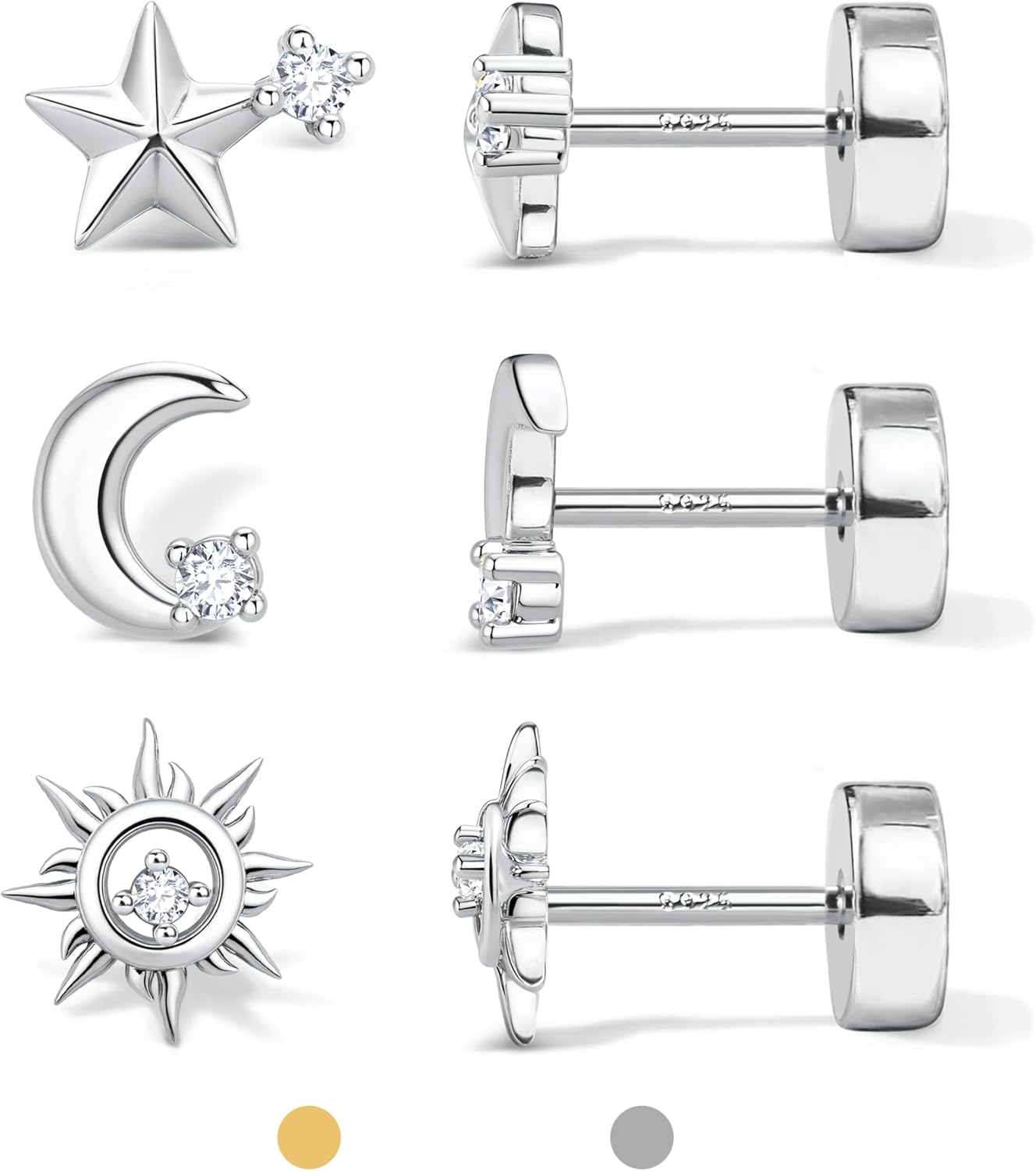 Bobisty 3 Pairs Flat Back Stud Earrings for Women Men 14K Gold Plated CZ Screw Helix Tragus Cartilage Piercings Jewelry
Bobisty 3 Pairs Flat Back Stud Earrings for Women Men 14K Gold Plated CZ Screw Helix Tragus Cartilage Piercings Jewelry