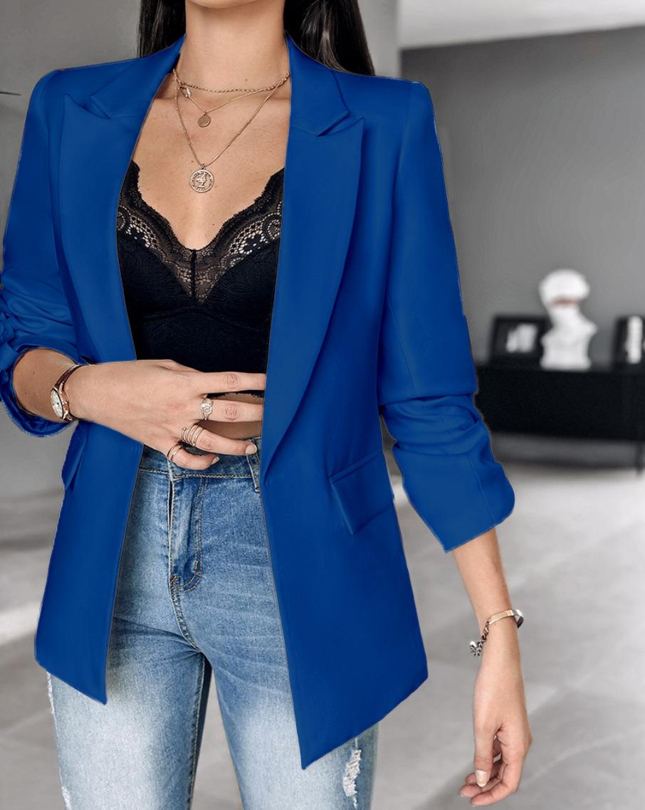 Autumn and winter long-sleeved solid-color cardigan blazer women XXL синій
Autumn and winter long-sleeved solid-color cardigan blazer women XXL синій