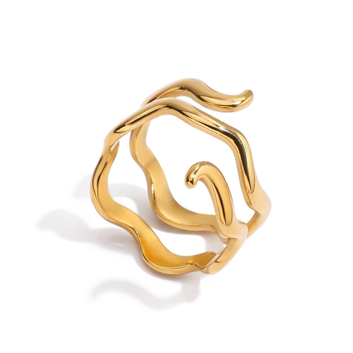 Yori Waterproof Stainless Steel Double Wave Ring 18k Gold Color Plated Metal Texture Attractive Unique Jewelry Gift
Yori Waterproof Stainless Steel Double Wave Ring 18k Gold Color Plated Metal Texture Attractive Unique Jewelry Gift