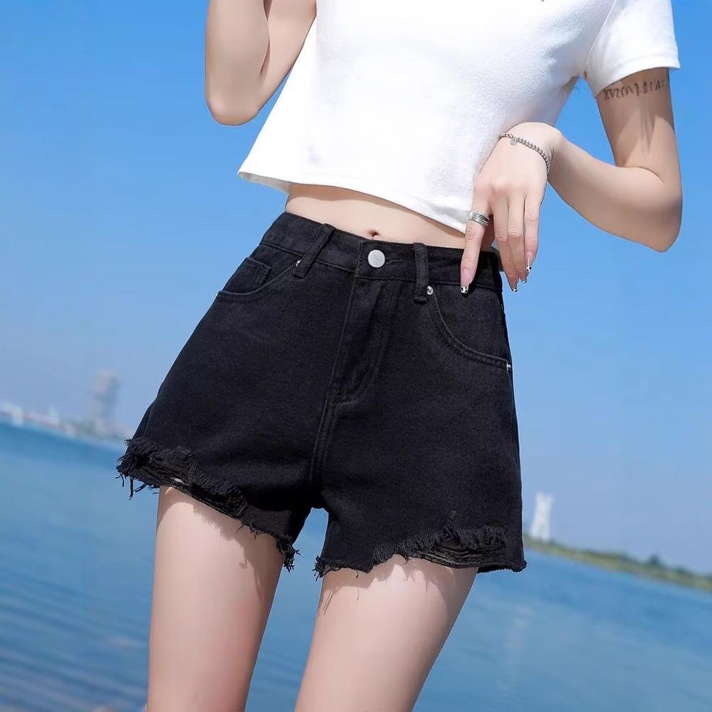 High-Waisted Black Denim Shorts - Summer 2025 Slim Fit Loose A-Line Raw Edge Hot Pants for Women 2XL: Height 155-165CM (133-145 catties)
High-Waisted Black Denim Shorts - Summer 2025 Slim Fit Loose A-Line Raw Edge Hot Pants for Women 2XL: Height 155-165CM (133-145 catties)
