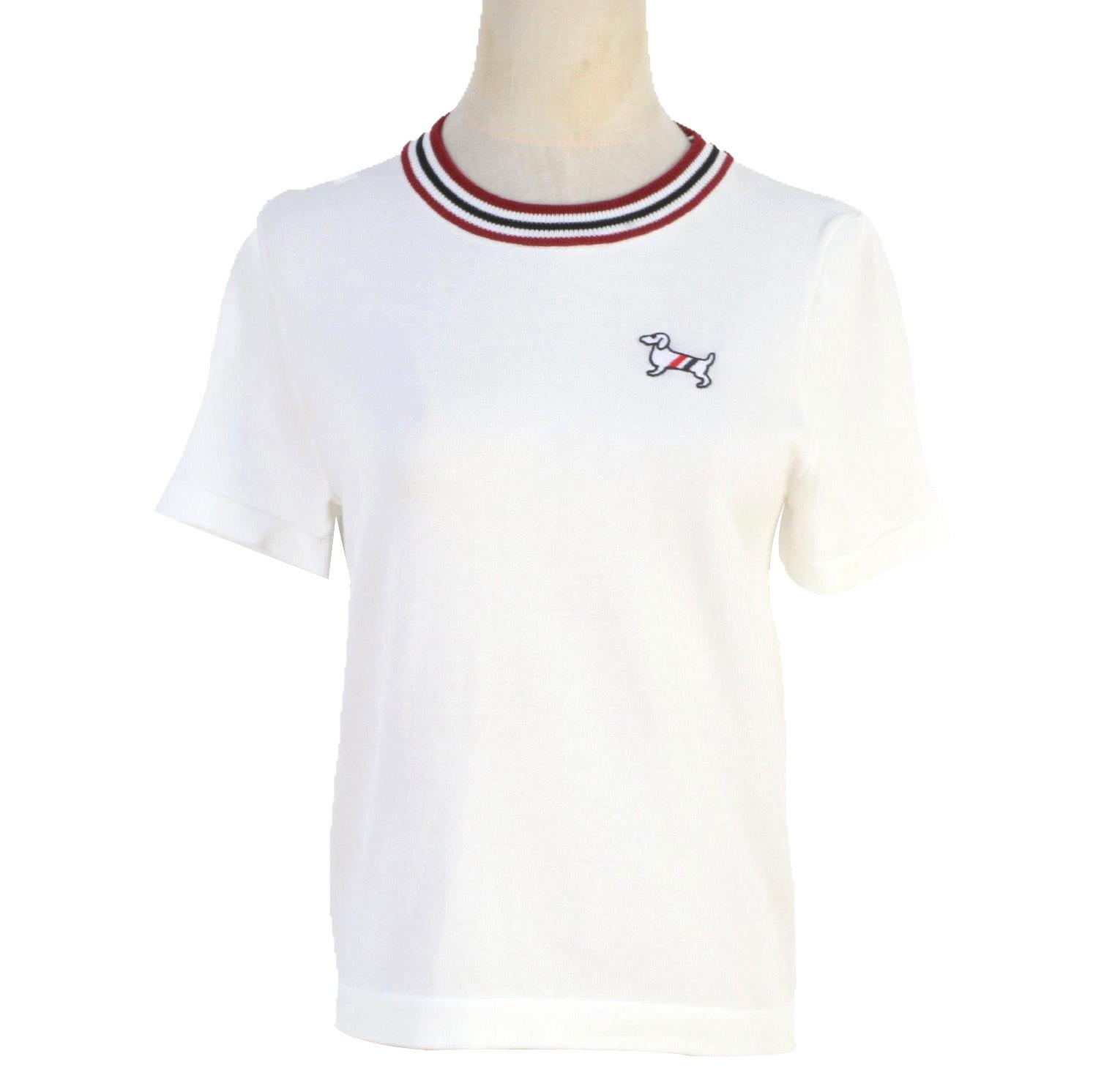 Striped Short Sleeve Round Neck Pullover with Puppy Embroidery - Women s Spring/Summer Knitted Top Small
Striped Short Sleeve Round Neck Pullover with Puppy Embroidery - Women s Spring/Summer Knitted Top Small