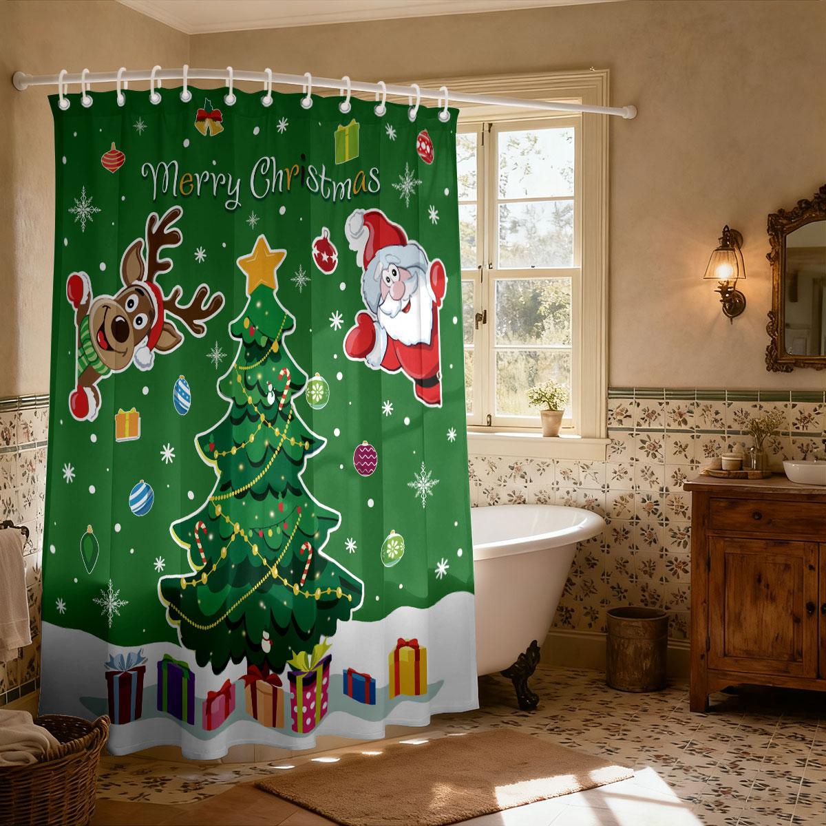 1pc Christmas Tree Cartoon Santa Claus Print Waterproof Shower Curtain Partition Privacy Hanging Curtain 12 Hooks Multiple Sizes 120x180cm
1pc Christmas Tree Cartoon Santa Claus Print Waterproof Shower Curtain Partition Privacy Hanging Curtain 12 Hooks Multiple Sizes 120x180cm