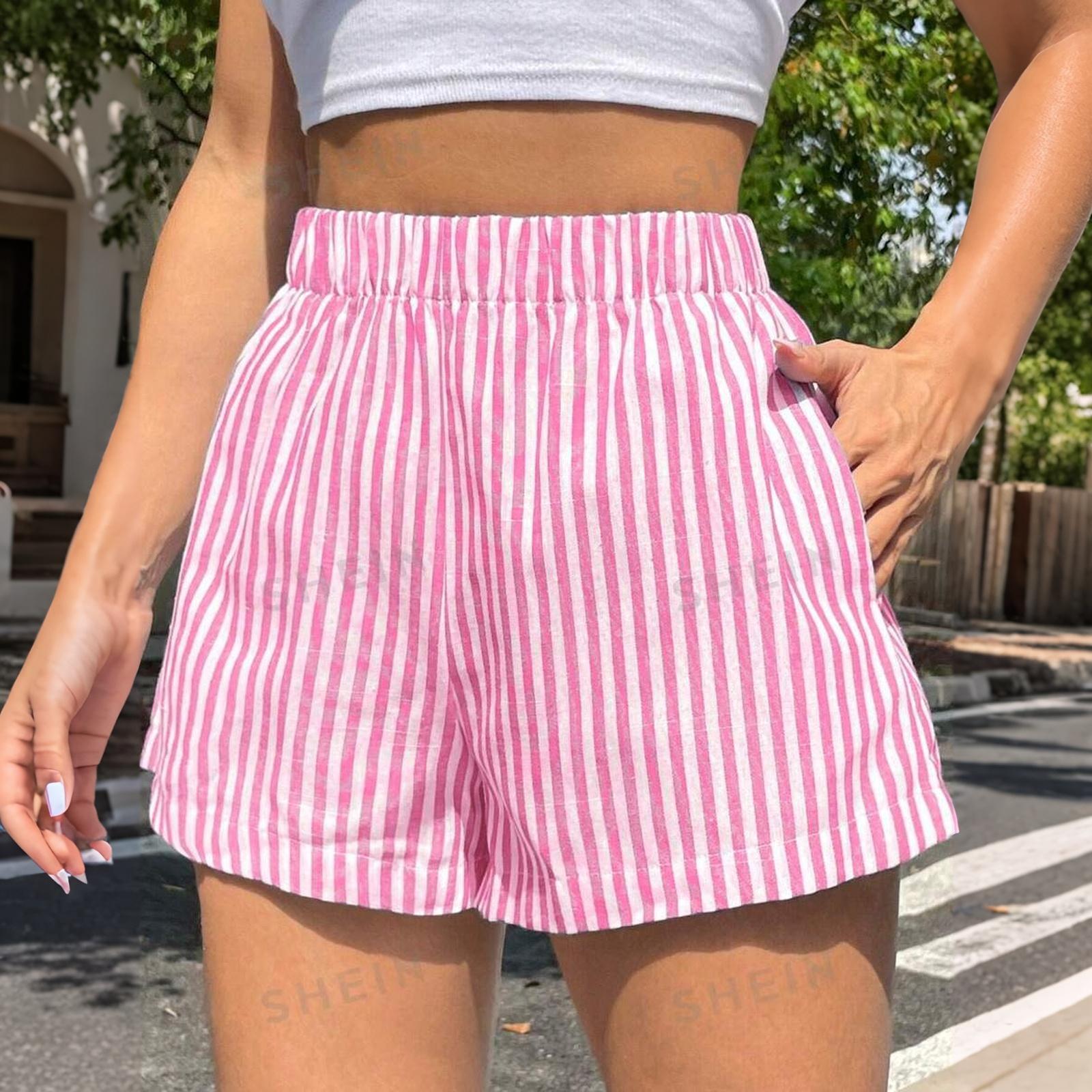 Womens Cotton Shorts Striped Elastic Waist Pajama Bottoms Lounge Sleep Shorts with Pockets Summer Wear L розовый
Womens Cotton Shorts Striped Elastic Waist Pajama Bottoms Lounge Sleep Shorts with Pockets Summer Wear L розовый