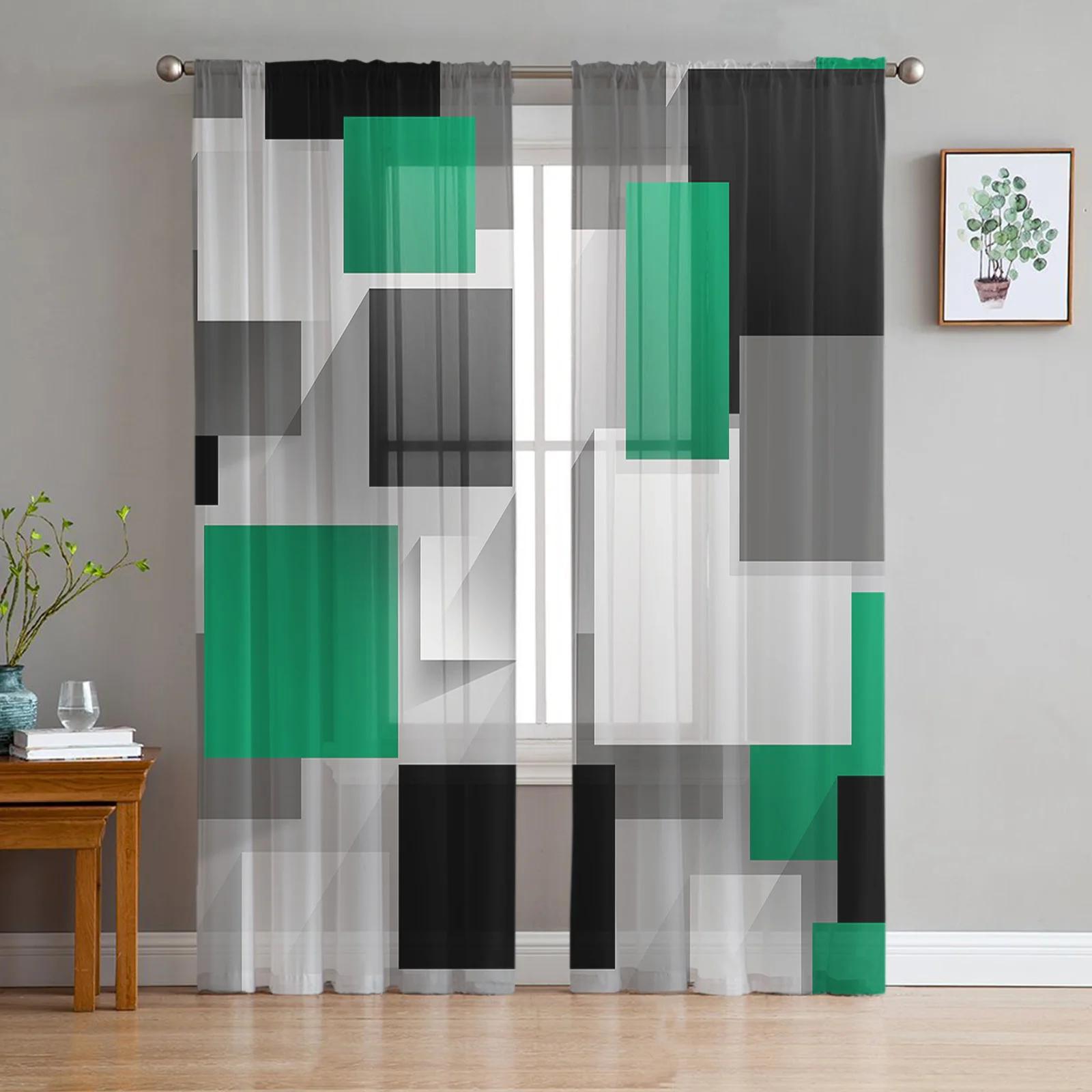 Geometric Emerald Forest Green Light Gray Black Solid Abstract Transparent Curtains Living Room Cooking Area Ornamentation Netting Voile Window W135 x H115cm x1&Rod Pocket
Geometric Emerald Forest Green Light Gray Black Solid Abstract Transparent Curtains Living Room Cooking Area Ornamentation Netting Voile Window W135 x H115cm x1&Rod Pocket
