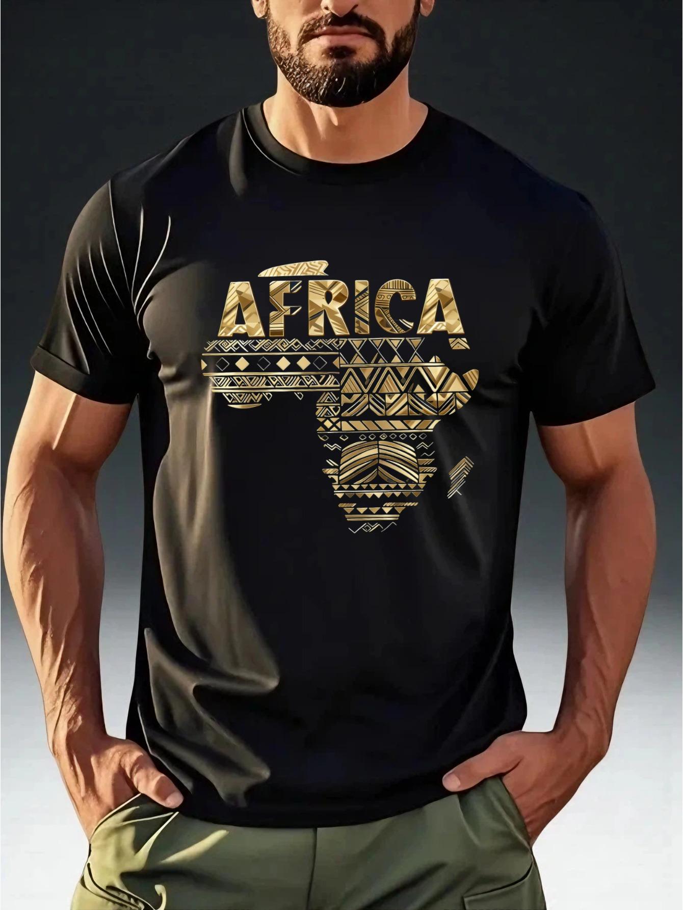 Men S Fashion Short-Sleeve T-Shirt Featuring a Black And Golden Ethnic Print of The AFRICA Map XL
Men S Fashion Short-Sleeve T-Shirt Featuring a Black And Golden Ethnic Print of The AFRICA Map XL