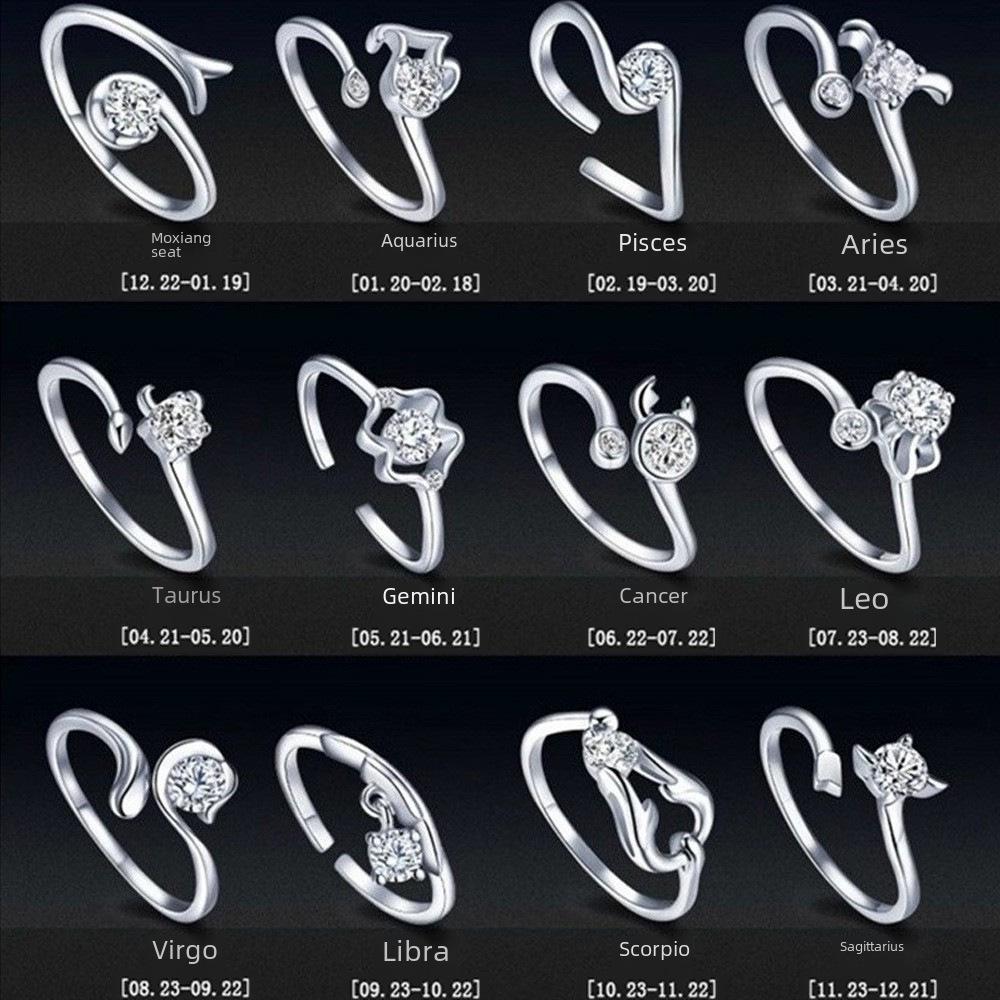 Weihua Korean Zodiac Zircon Ring: Retro European & American Style, Silver-Plated, Adjustable, for Women or Couples. Adjustable
Weihua Korean Zodiac Zircon Ring: Retro European & American Style, Silver-Plated, Adjustable, for Women or Couples. Adjustable