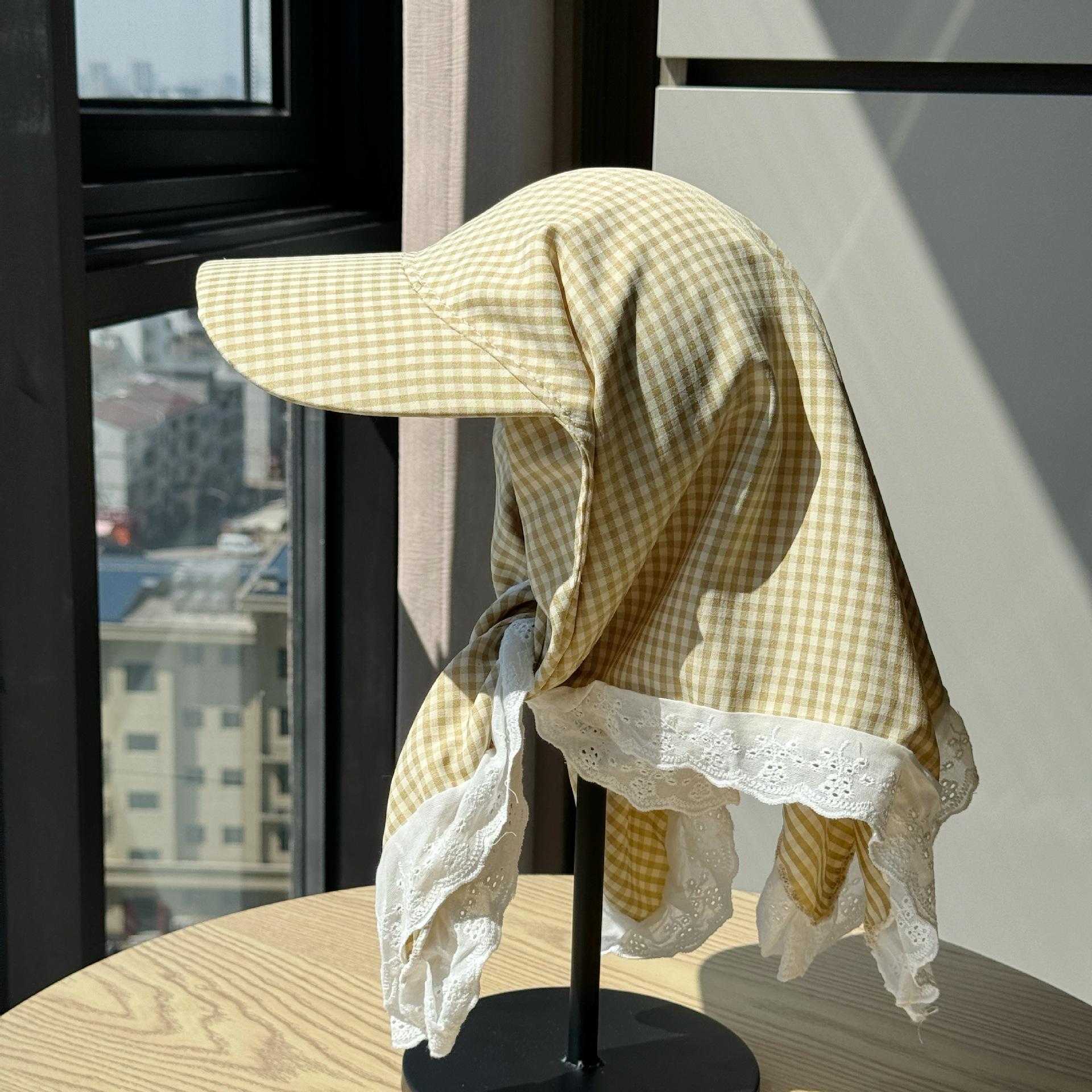 New Japanese-style fresh plaid lace-trimmed headscarf hat for women, spring and summer sun protection versatile baseball cap Adult54-60Adjustable жовтий
New Japanese-style fresh plaid lace-trimmed headscarf hat for women, spring and summer sun protection versatile baseball cap Adult54-60Adjustable жовтий