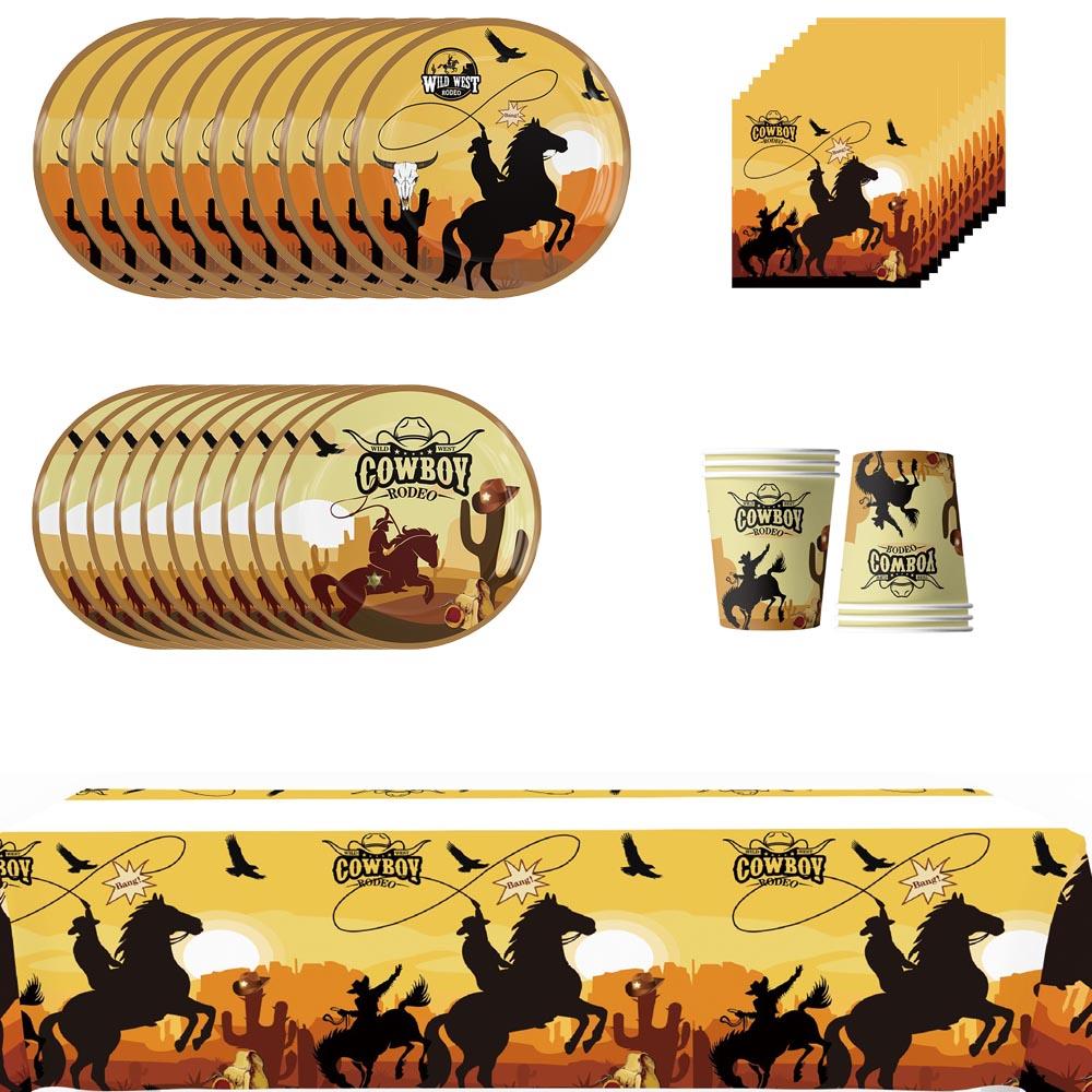 Tablewear Set W/ Plates Cups Napkins Tablecloth For Western Cowboy Themed Party
Tablewear Set W/ Plates Cups Napkins Tablecloth For Western Cowboy Themed Party