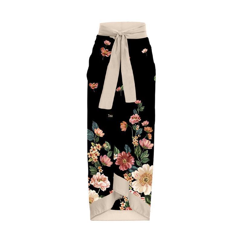 European & American Holiday Floral Midi Skirt Tie-Up Beach Dress for Women One Size чорний
European & American Holiday Floral Midi Skirt Tie-Up Beach Dress for Women One Size чорний