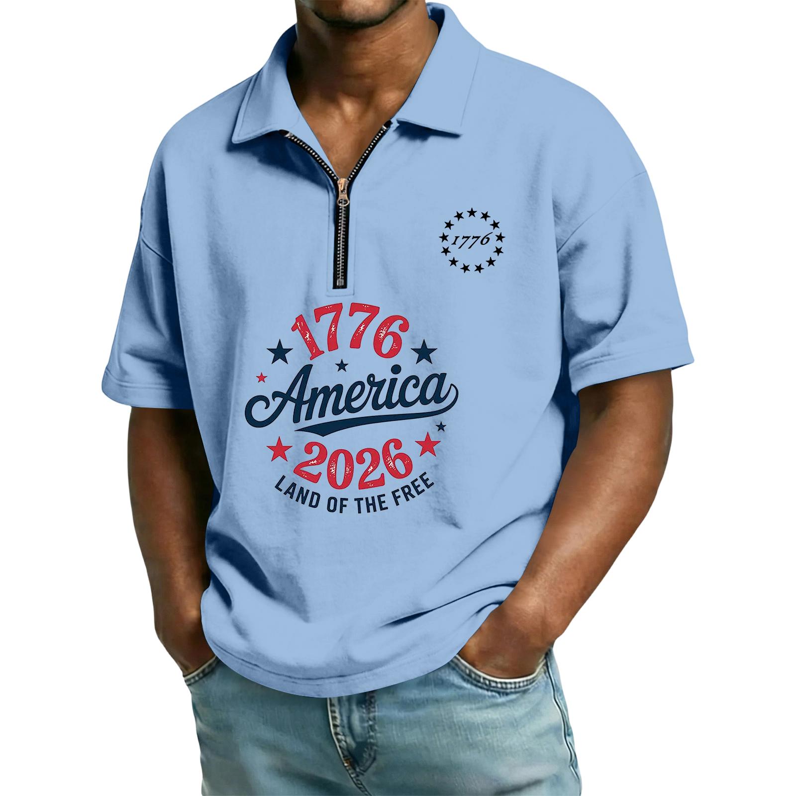 Men s Casual Loose Fit Polo Shirt Half Zip Front Short Sleeve Top with Independence Day Print Comfortable Summer Wear XXXL
Men s Casual Loose Fit Polo Shirt Half Zip Front Short Sleeve Top with Independence Day Print Comfortable Summer Wear XXXL