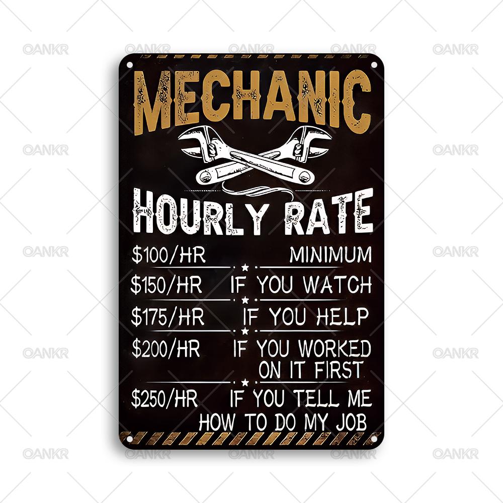 Vintage Mechanic Hourly Rate Metal Tin Sign Retro Art Poster Metal Signs for Man Cave Garage Home Wall Decor Plaque 20x30cm(7.8x11.8inch)
Vintage Mechanic Hourly Rate Metal Tin Sign Retro Art Poster Metal Signs for Man Cave Garage Home Wall Decor Plaque 20x30cm(7.8x11.8inch)