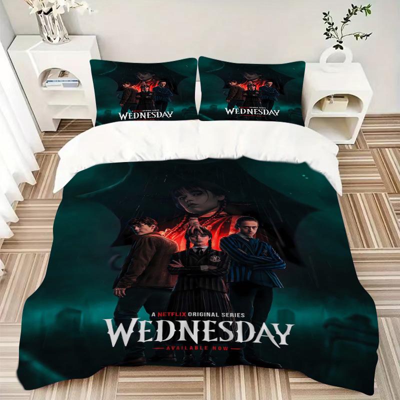 3pcs Wednesday Bedding Set Down Comforter Cover and Pillowcases, Suitable for All Seasons(No Insert)-0729029 135x200cm
3pcs Wednesday Bedding Set Down Comforter Cover and Pillowcases, Suitable for All Seasons(No Insert)-0729029 135x200cm