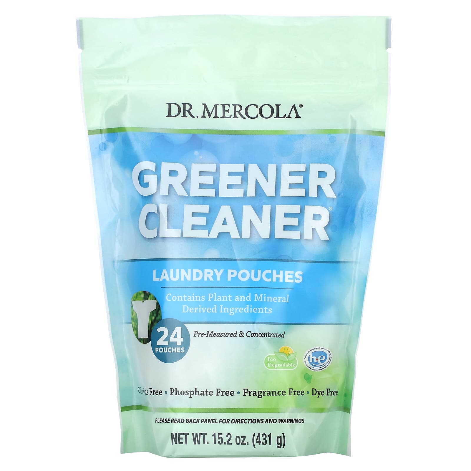 Dr. Mercola, Greener Cleaner, Laundry Pouches, Fragrance Free, 24 Pouches, 431G(15.2Oz)
Dr. Mercola, Greener Cleaner, Laundry Pouches, Fragrance Free, 24 Pouches, 431G(15.2Oz)