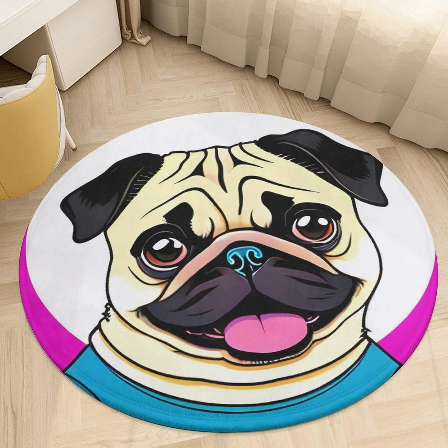 Funny Cartoon Pug Puppy Dog Round Rug Washable Area Rugs Indoor Circle Door Mat Soft Non-Slip Carpet for Living Room Bedroom 100cm
Funny Cartoon Pug Puppy Dog Round Rug Washable Area Rugs Indoor Circle Door Mat Soft Non-Slip Carpet for Living Room Bedroom 100cm