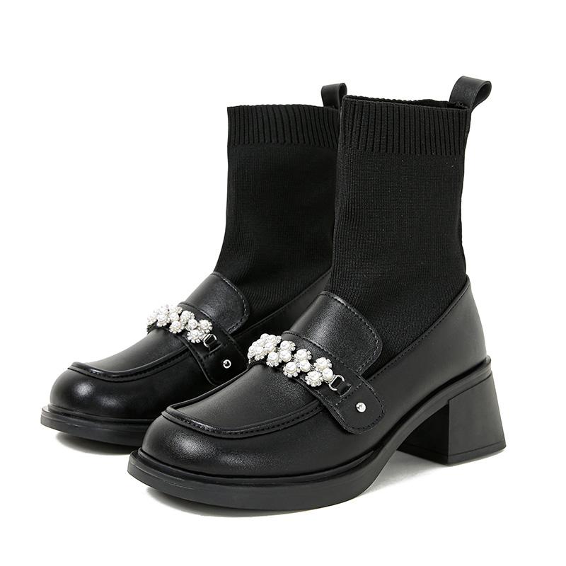 Fashion pearl flower buckle boots women thick high heels winter botas shoes japanned leather & knitting patchwork ankle botines female 4.5
Fashion pearl flower buckle boots women thick high heels winter botas shoes japanned leather & knitting patchwork ankle botines female 4.5