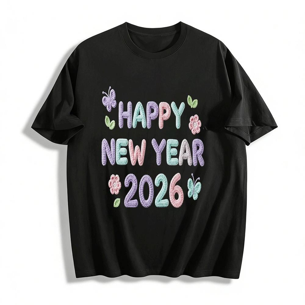 2026 Happy New Year Crochet Print Casual Loose Long Sleeve T-Shirt Pure cotton T-shirt XXS
2026 Happy New Year Crochet Print Casual Loose Long Sleeve T-Shirt Pure cotton T-shirt XXS