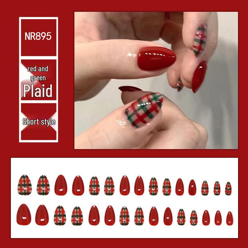 Red & Green Plaid Christmas Nail Stickers: Festive Holiday Almond Fake Nails
Red & Green Plaid Christmas Nail Stickers: Festive Holiday Almond Fake Nails