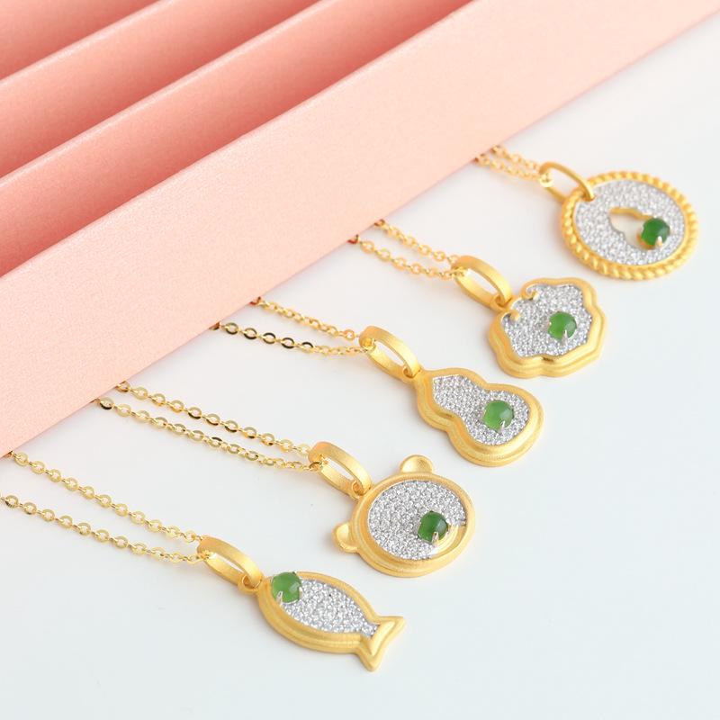 Gift Fresh Necklace: Silver Gold-Plated Clavicle Chain with Luxury Jade Gourd Ruyi Pendant Gold-Plated Silver
Gift Fresh Necklace: Silver Gold-Plated Clavicle Chain with Luxury Jade Gourd Ruyi Pendant Gold-Plated Silver