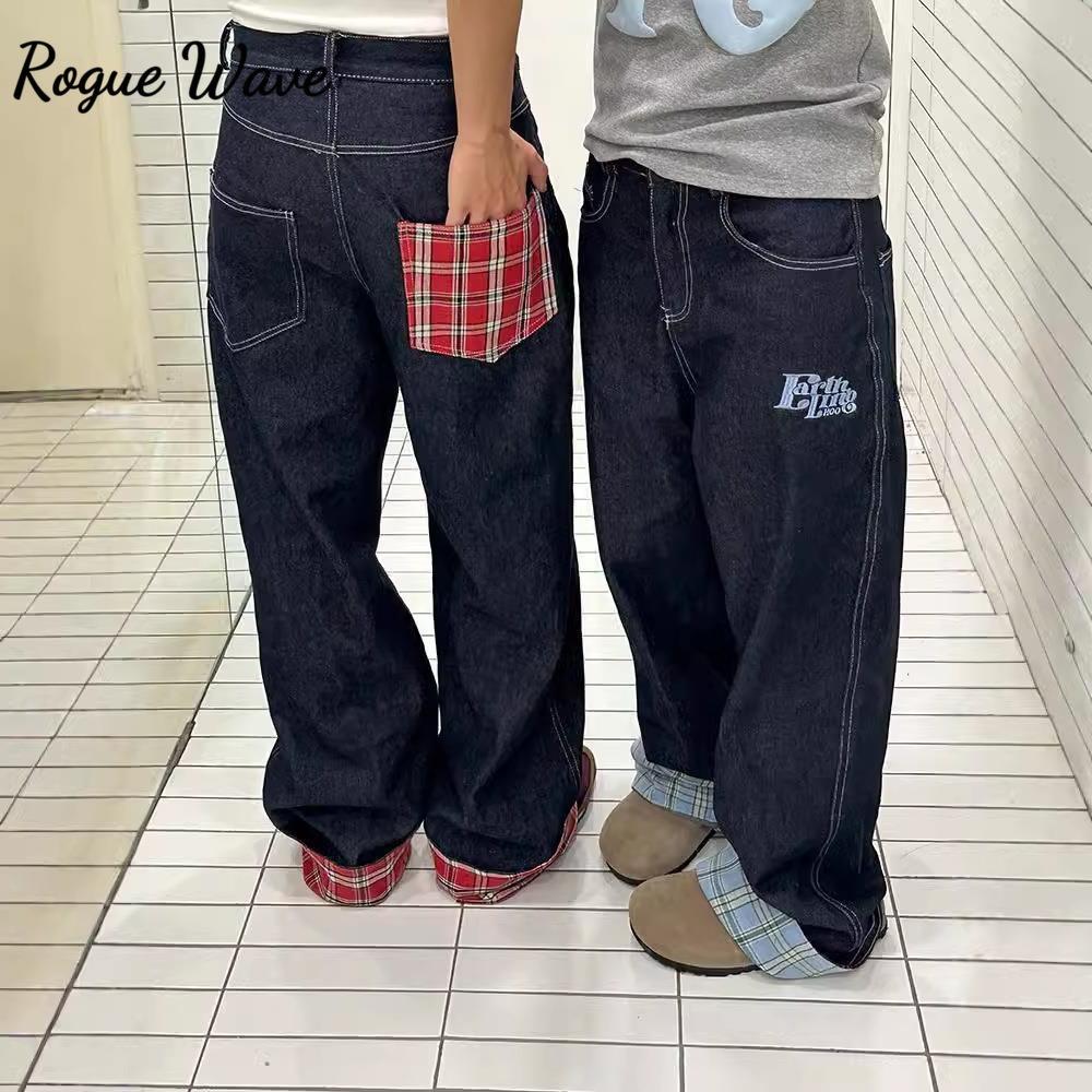 RogueWave American Retro Plaid Patchwork Rolled Edge Women Jeans High Street Harajuku Loose Wide Leg Straight Leg Men and Women Pants S
RogueWave American Retro Plaid Patchwork Rolled Edge Women Jeans High Street Harajuku Loose Wide Leg Straight Leg Men and Women Pants S
