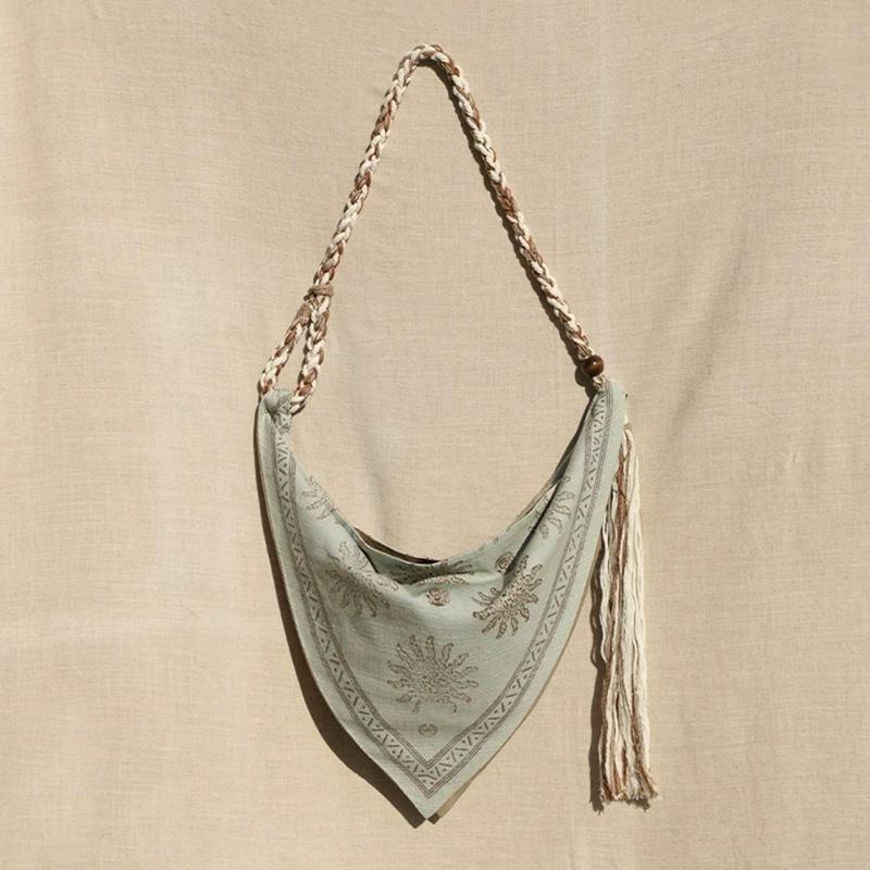 2025 Новая модель, Нишевый дизайн, Льняной этнический стиль, Богемный, Сумка через плечо на одно плечо, Женская сумка, Большая вместимость, Сумка-тоут