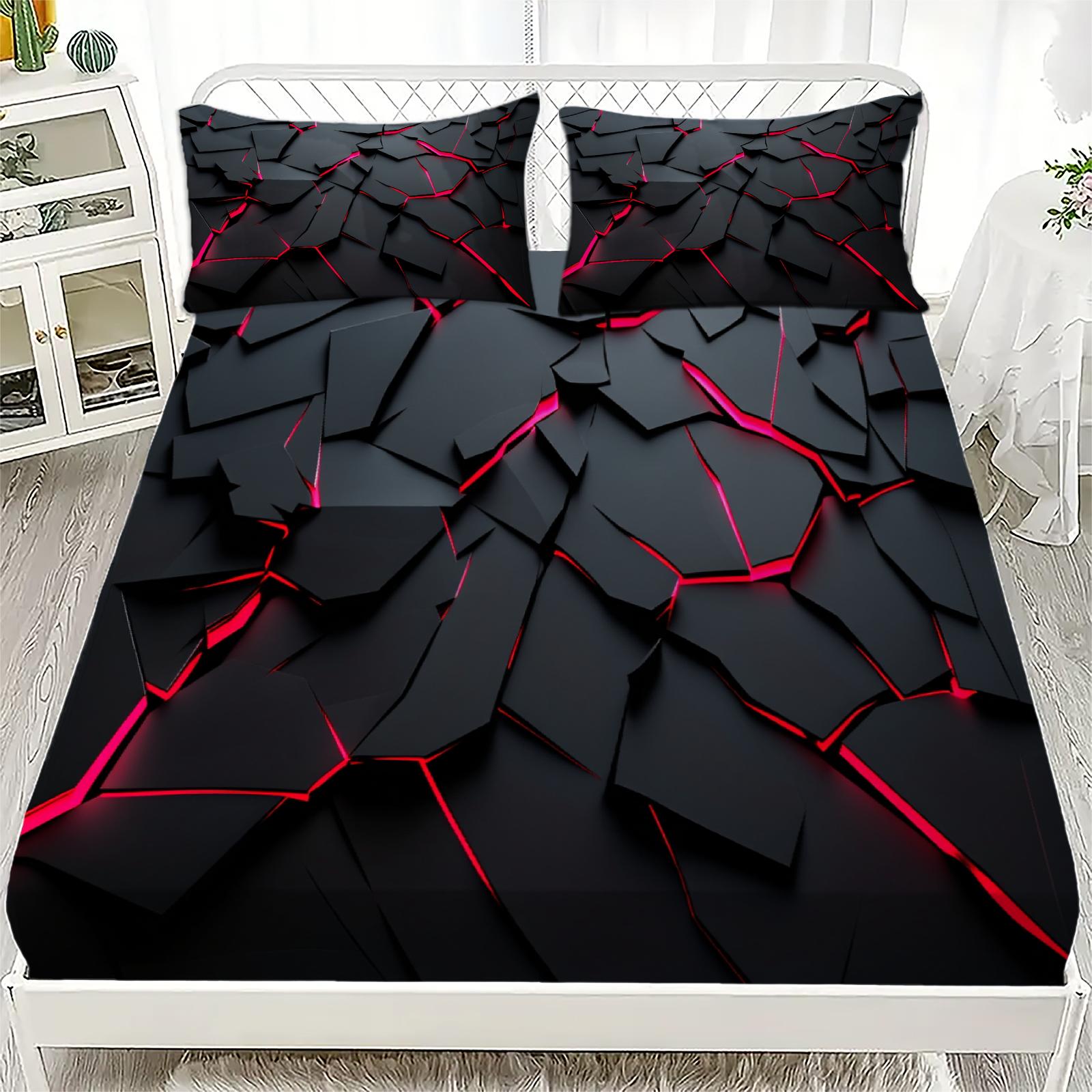 3pcs Honeycomb Pattern Fitted Sheet 3D Printed Black And Red Geometric Flat Sheet Sets With Pillowcases No Filling Vivid Visual 200x220x25cm
3pcs Honeycomb Pattern Fitted Sheet 3D Printed Black And Red Geometric Flat Sheet Sets With Pillowcases No Filling Vivid Visual 200x220x25cm