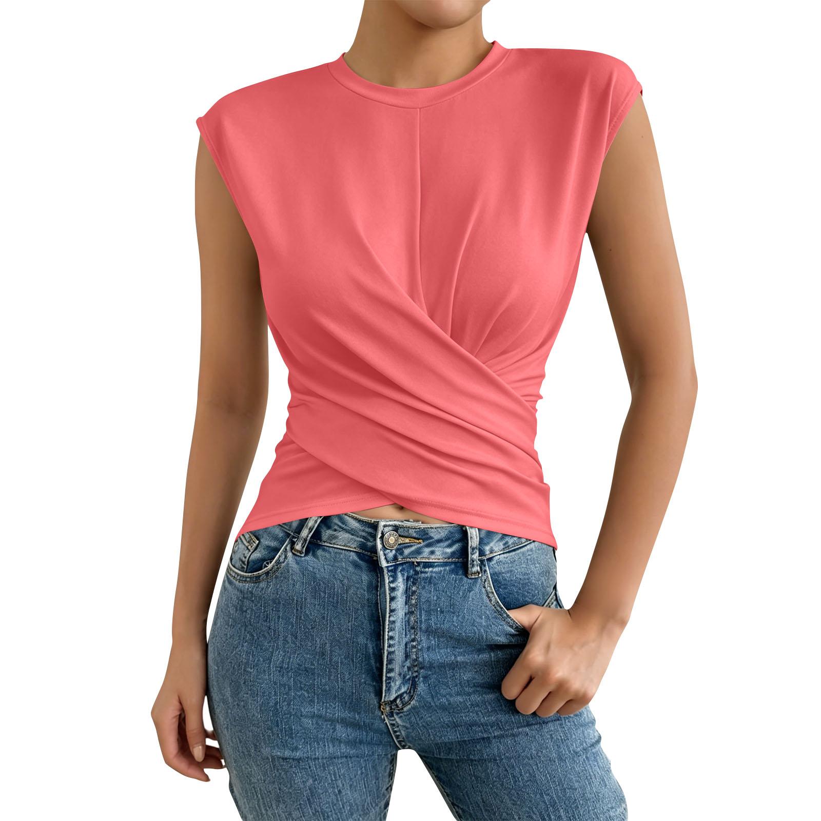 Women’s Sleeveless Crew Neck Ruched Waist Casual Fitted T Shirt Top for Everyday Wear and Layering S
Women’s Sleeveless Crew Neck Ruched Waist Casual Fitted T Shirt Top for Everyday Wear and Layering S