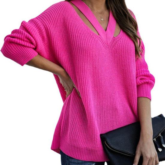 Ladies Sweater Hollow Out Loose Casual Solid Color V Neck Autumn Sweater Daily Wear рожевий червоний колір
Ladies Sweater Hollow Out Loose Casual Solid Color V Neck Autumn Sweater Daily Wear рожевий червоний колір