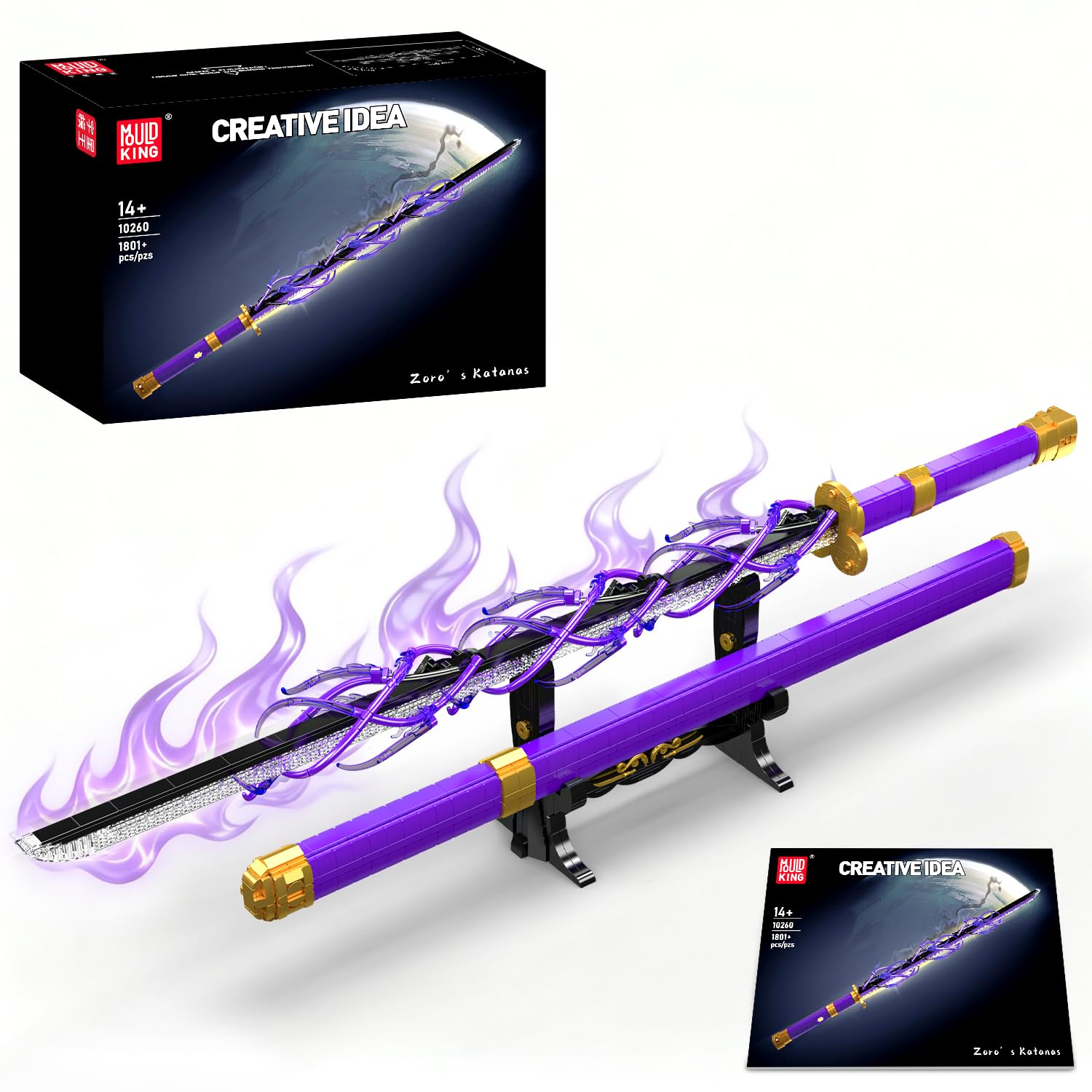 Mould King 10260 LED Sword Block Building Kit for Pirate Samurai Sword with Sheath and Display Stand Light-Up Anime-Style Adults, Cosplay, Model,
Mould King 10260 LED Sword Block Building Kit for Pirate Samurai Sword with Sheath and Display Stand Light-Up Anime-Style Adults, Cosplay, Model,