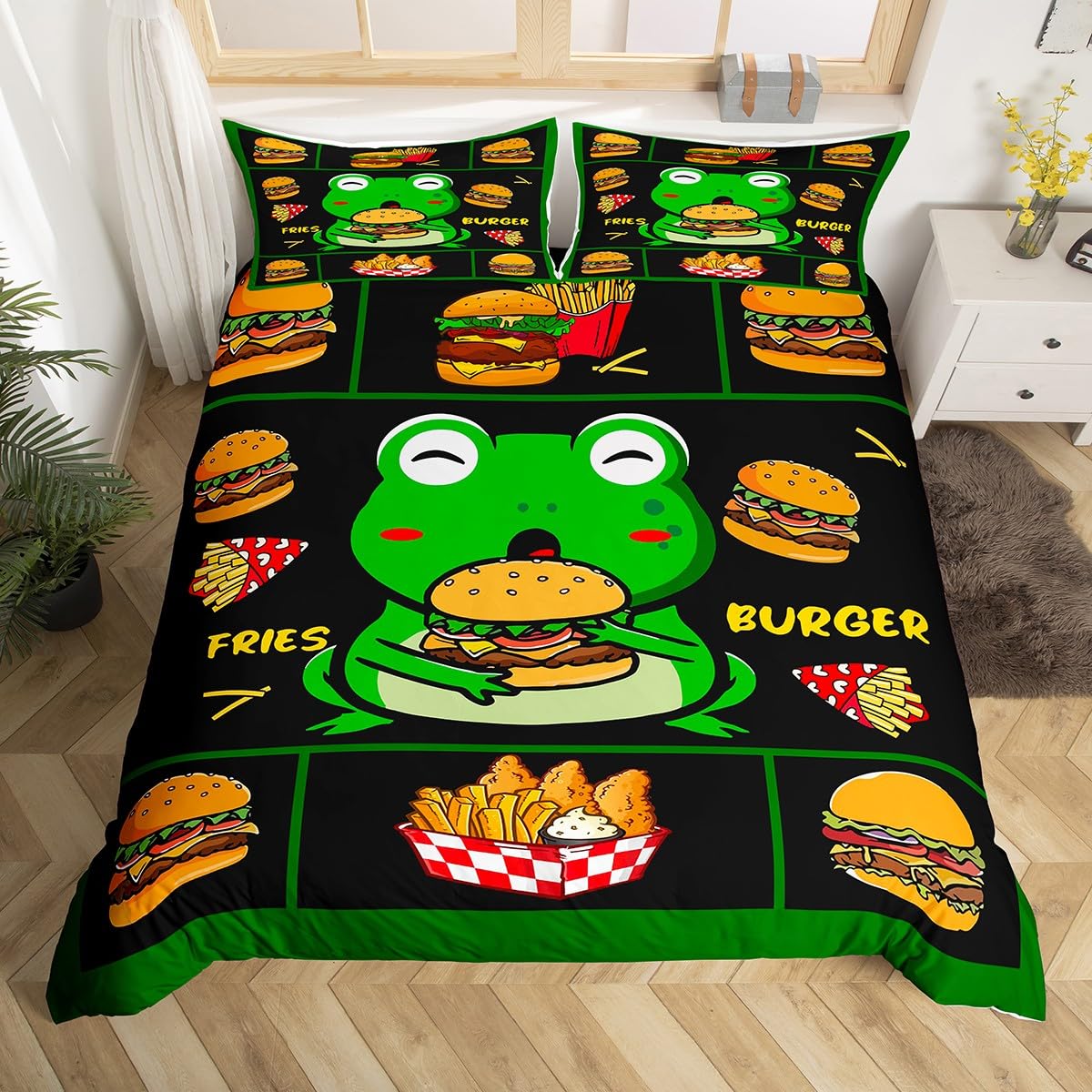 Comforter Hamburger Bed Set For Kids French Fries Bedding Delicious Fast Food Food Theme Bed Home Decorative Lightweight Comforter (quilt)-EU Single(135*200cm)3pcs
Comforter Hamburger Bed Set For Kids French Fries Bedding Delicious Fast Food Food Theme Bed Home Decorative Lightweight Comforter (quilt)-EU Single(135*200cm)3pcs