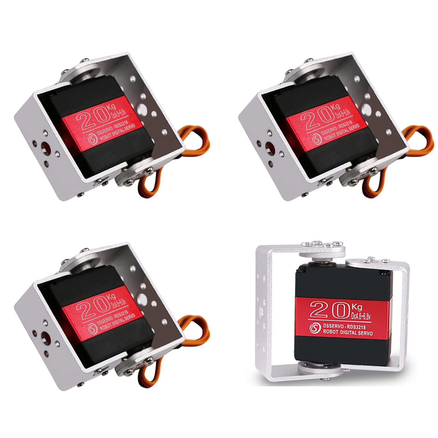 RCmall 4pcs RDS3218 20KG Dual Shaft U Mount RC Digital Servo Waterproof Robot Arm Servo High Torque Full Metal Gear Servo with U Mount Bracket for DIY
RCmall 4pcs RDS3218 20KG Dual Shaft U Mount RC Digital Servo Waterproof Robot Arm Servo High Torque Full Metal Gear Servo with U Mount Bracket for DIY