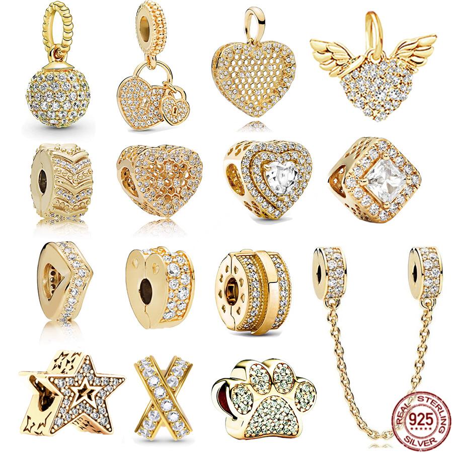 Authentic S925 Sterling Silver Gold Plated Sparkling Paw Print & Leveled Hearts Charm Beads Fit Original Bracelet Jewelry
Authentic S925 Sterling Silver Gold Plated Sparkling Paw Print & Leveled Hearts Charm Beads Fit Original Bracelet Jewelry