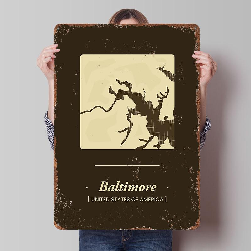 Baltimore City Map Poster Customized Wall Art Vintage Metal Signs Retro Tin Plaque for Man Cave Modern Home Decoration Luxury 20x30cm(7.8x11.8inch)
Baltimore City Map Poster Customized Wall Art Vintage Metal Signs Retro Tin Plaque for Man Cave Modern Home Decoration Luxury 20x30cm(7.8x11.8inch)