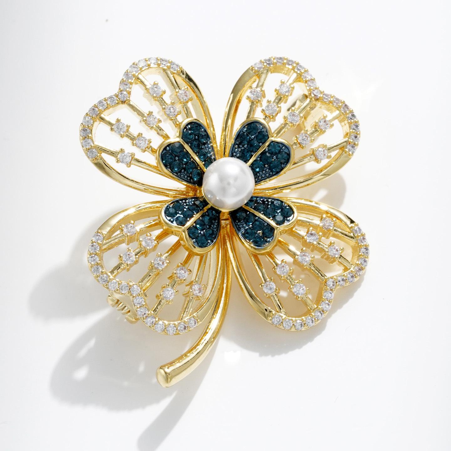 French-style High-end Hollow Pearl Four-leaf Clover Flower Brooch, Elegant Pin Accessory, Corsage
French-style High-end Hollow Pearl Four-leaf Clover Flower Brooch, Elegant Pin Accessory, Corsage
