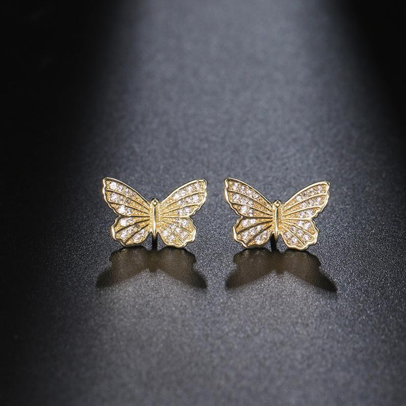 European and American Style Butterfly Zircon Earrings - Women s Korean Simple Design Jewelry
European and American Style Butterfly Zircon Earrings - Women s Korean Simple Design Jewelry