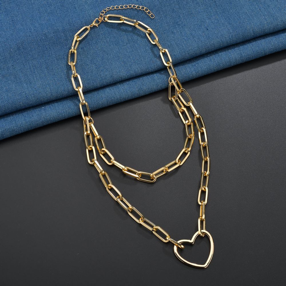 Fashion Double Layer Love Chain Necklace Women Punk Link Chain Pendant Necklace золотий
Fashion Double Layer Love Chain Necklace Women Punk Link Chain Pendant Necklace золотий