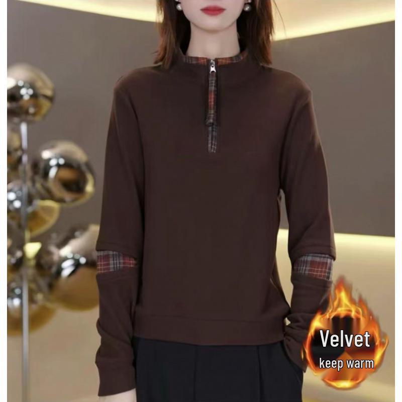 Women s Double-Sided Velvet Plaid Patchwork Half-Zip Hoodie – Warm, Versatile Long-Sleeve for Autumn/Winter L (90-105 jin) коричневый
Women s Double-Sided Velvet Plaid Patchwork Half-Zip Hoodie – Warm, Versatile Long-Sleeve for Autumn/Winter L (90-105 jin) коричневый