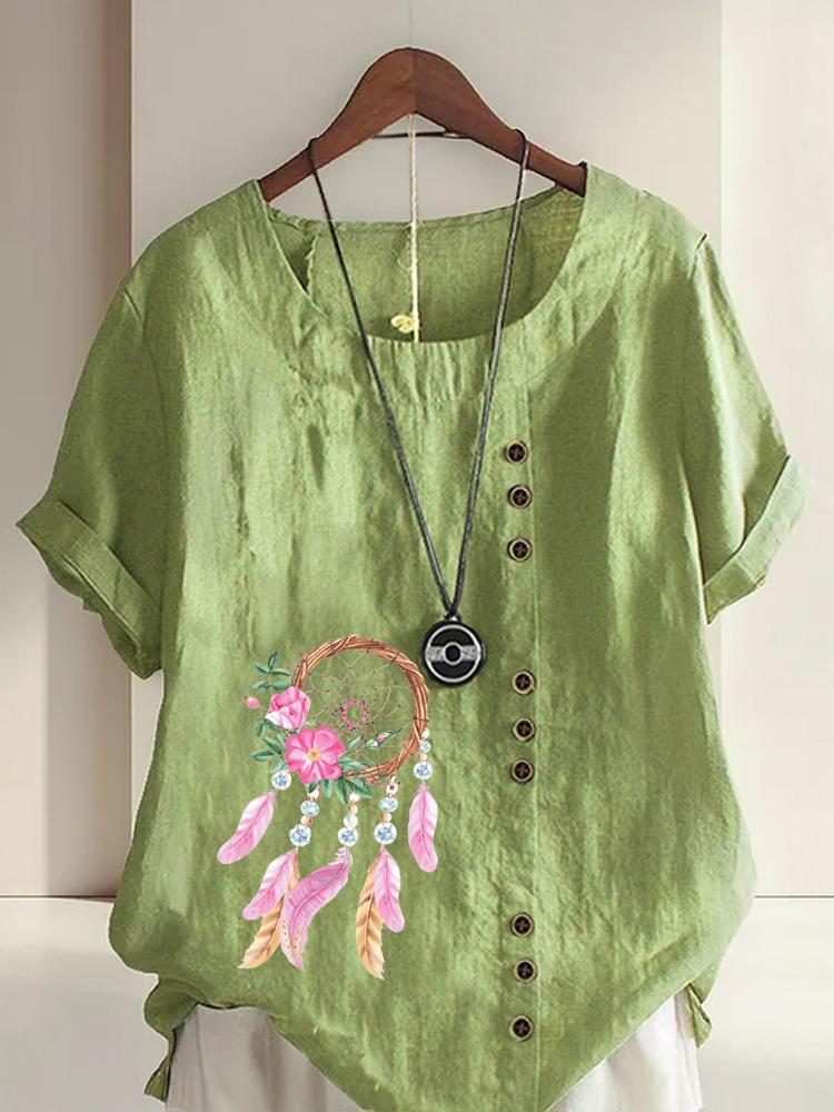 Women s Fashion Feather Print Round Neck Short Sleeve T-shirt Casual Cotton Linen Graphic Shirt Leisure Loose Summer Blouse Tops 5XL зелений
Women s Fashion Feather Print Round Neck Short Sleeve T-shirt Casual Cotton Linen Graphic Shirt Leisure Loose Summer Blouse Tops 5XL зелений