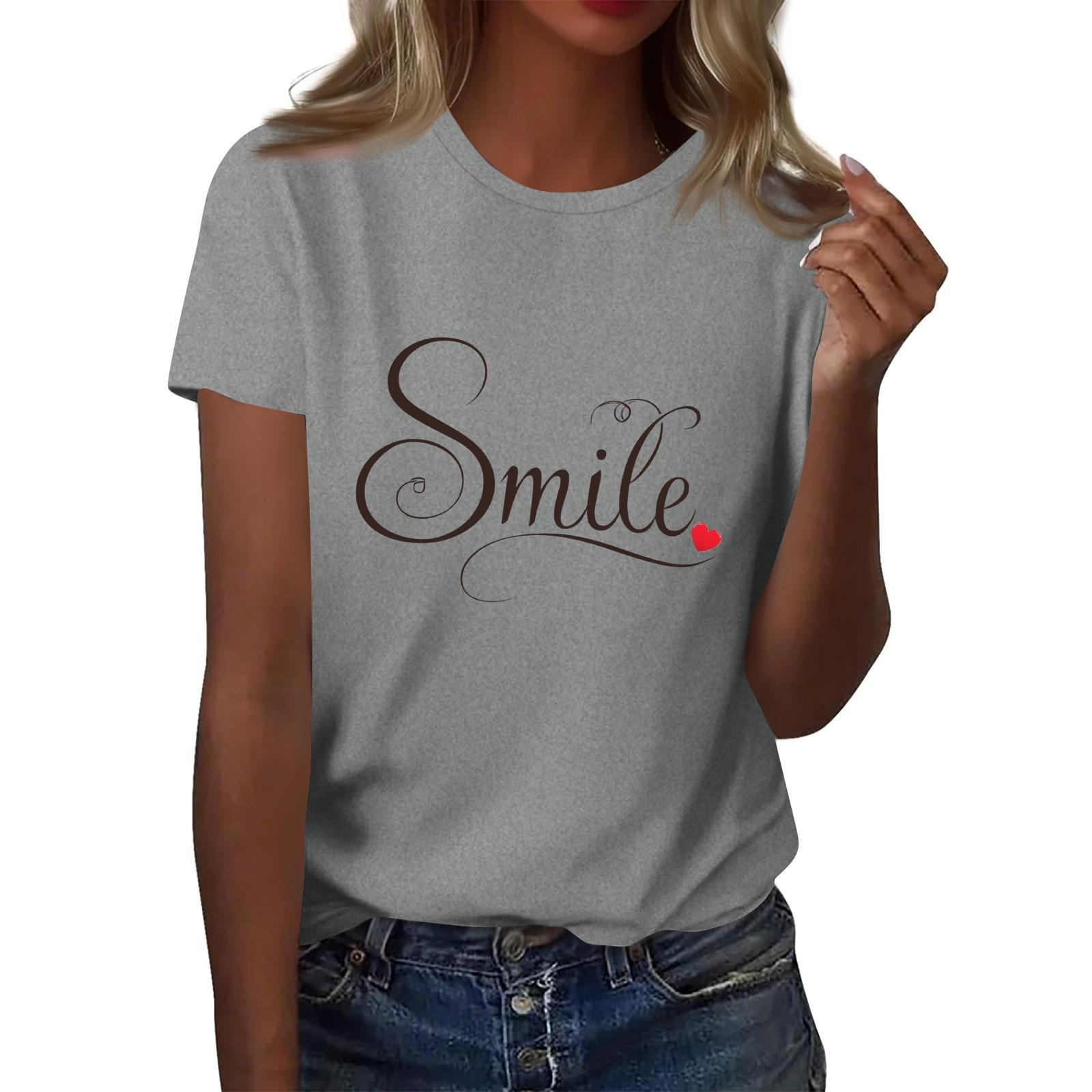 Жіноча футболка з круглим вирізом та принтом літер Smile , топ з коротким рукавом XL
Жіноча футболка з круглим вирізом та принтом літер Smile , топ з коротким рукавом XL