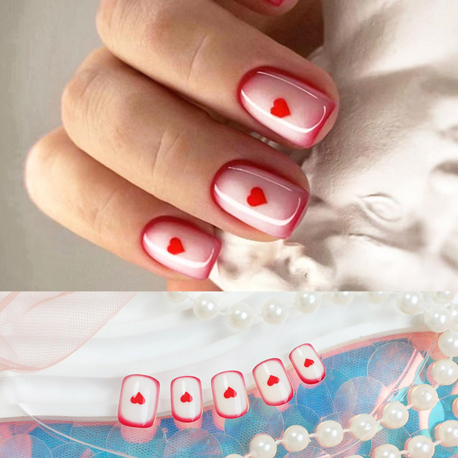 24 Pcs Valentines Day Stick On Nail Short Square French Press On Nail Heart Acrylic Nail Full Cover Artificial Nail
24 Pcs Valentines Day Stick On Nail Short Square French Press On Nail Heart Acrylic Nail Full Cover Artificial Nail