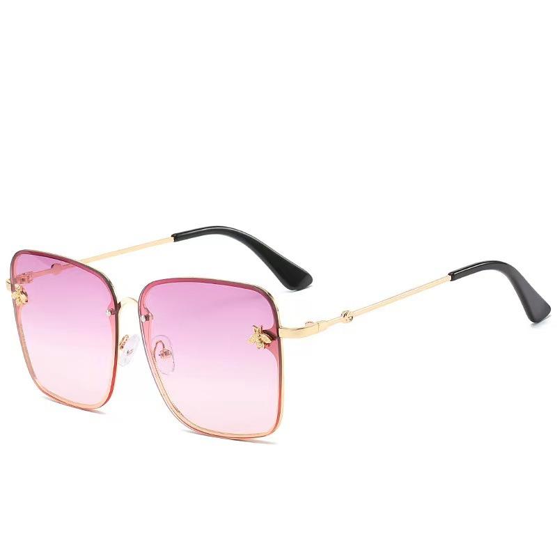 Новые модные женские безрамочные квадратные солнцезащитные очки в форме пчелы, женские и мужские маленькие очки с градиентом, женские солнцезащитные очки UV400 фиолетовый/золотой