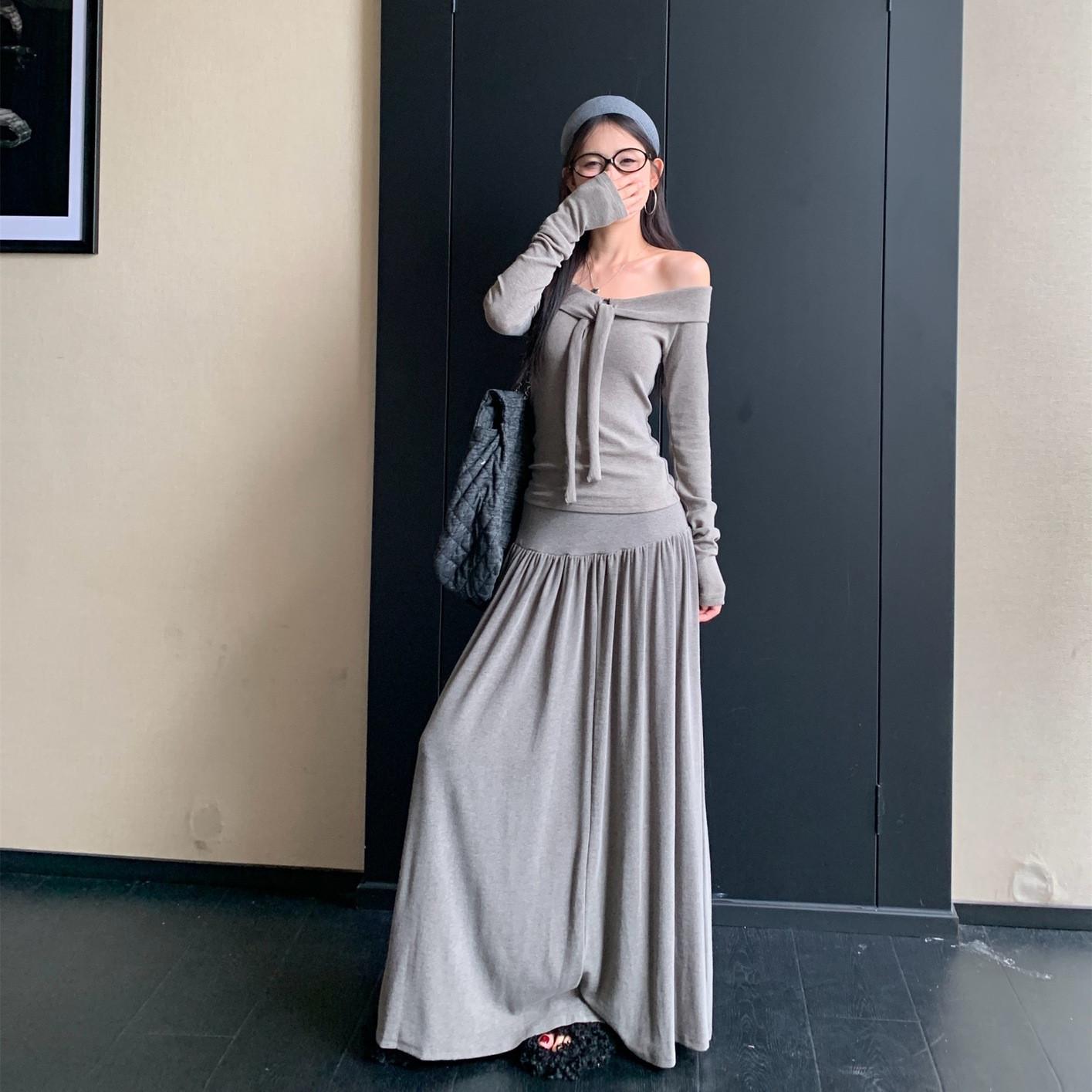Korean Style Elegant Two-Piece Set: Long Sleeve One-Shoulder Top and A-Line Skirt Large серый
Korean Style Elegant Two-Piece Set: Long Sleeve One-Shoulder Top and A-Line Skirt Large серый