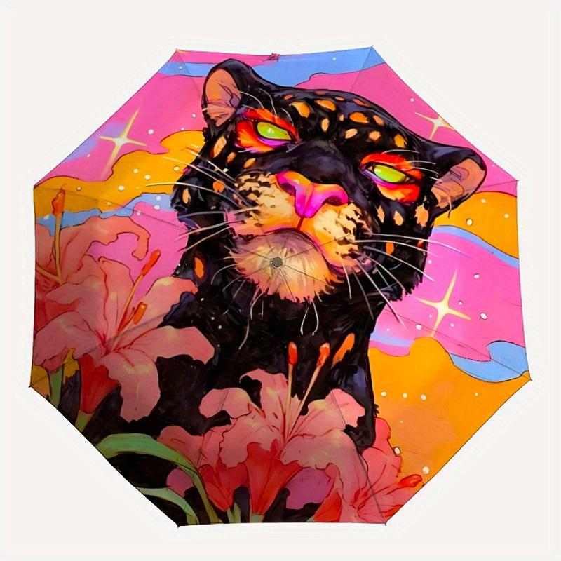 1pc Panther Floral Print Automatic Open/close Folding Umbrella, Compact Portable Travel Umbrella, Durable Construction yy250809109
1pc Panther Floral Print Automatic Open/close Folding Umbrella, Compact Portable Travel Umbrella, Durable Construction yy250809109