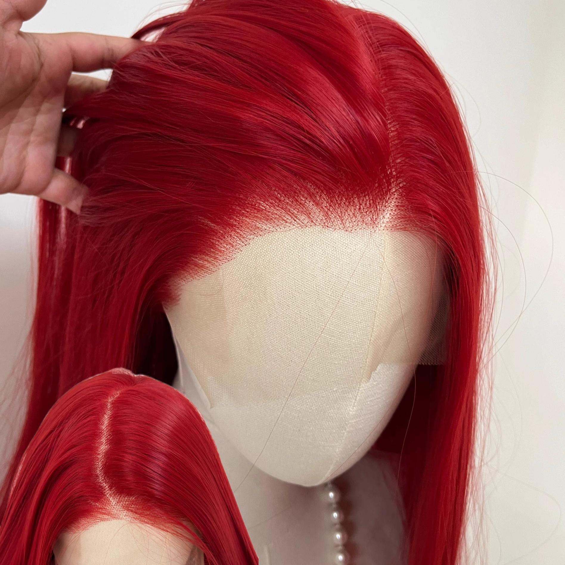 13*6 Lace Fron Wig Synthetic Lace Wigs Long Straight Hair Wig for Women Big Lace Frontal High Quality Fiber Hair Wig for Cosplay (Red,26inches&150%&1pc)
13*6 Lace Fron Wig Synthetic Lace Wigs Long Straight Hair Wig for Women Big Lace Frontal High Quality Fiber Hair Wig for Cosplay (Red,26inches&150%&1pc)