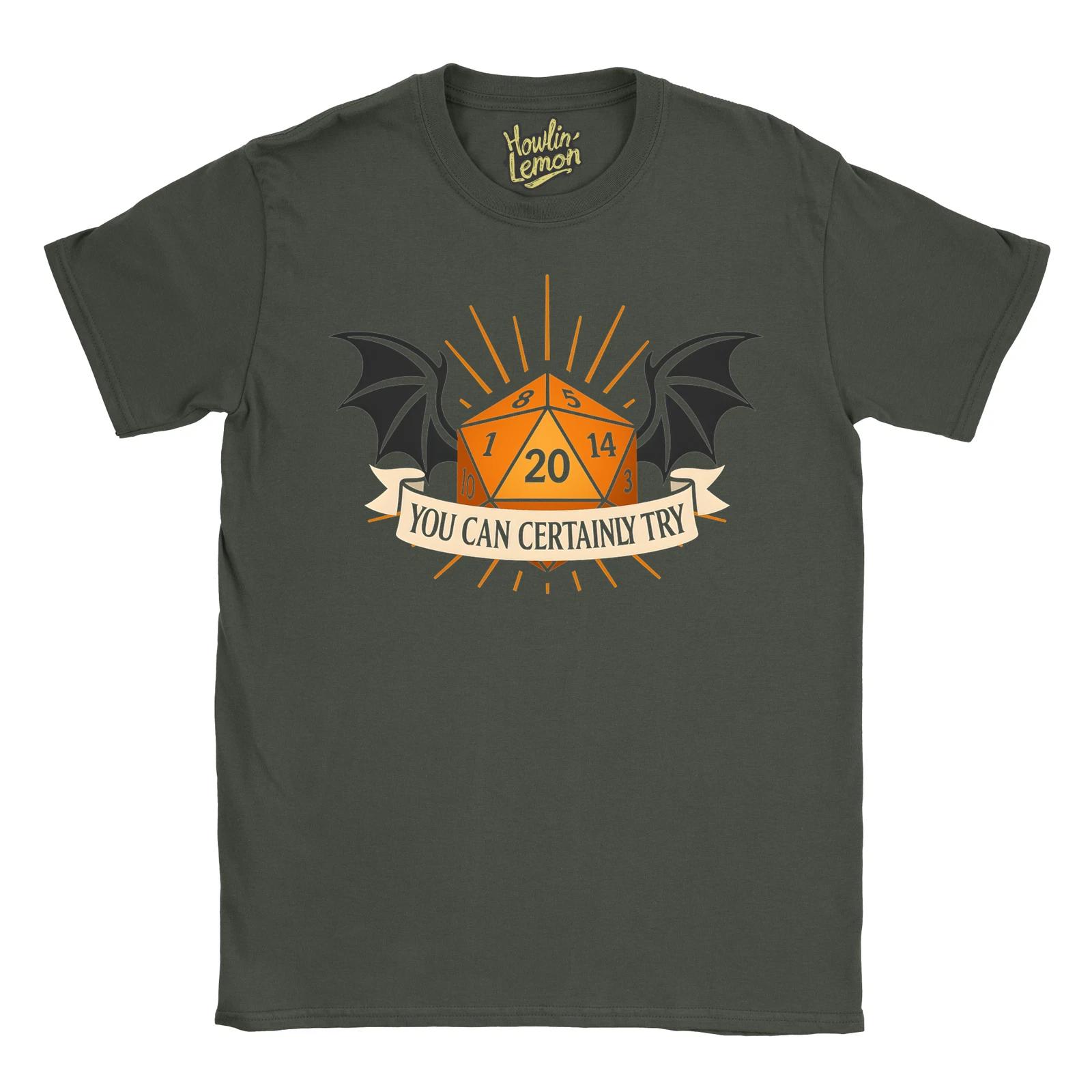 You Can Certainly Try T shirt | D&D Dice Shirt with Dragon Wings | D20 RPG Gamin XL
You Can Certainly Try T shirt | D&D Dice Shirt with Dragon Wings | D20 RPG Gamin XL