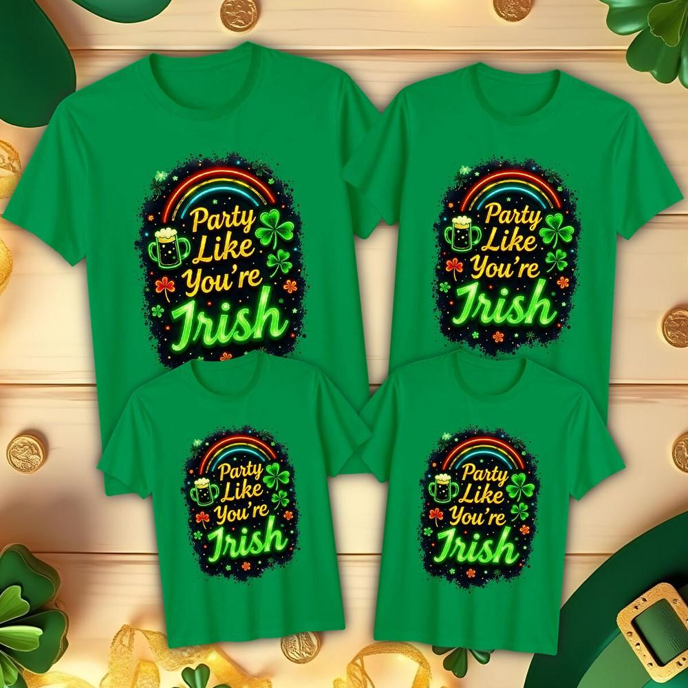 Веселись как ирландская семья Смешной Ст. Футболки на День Святого Патрика Зеленые #STPD XL