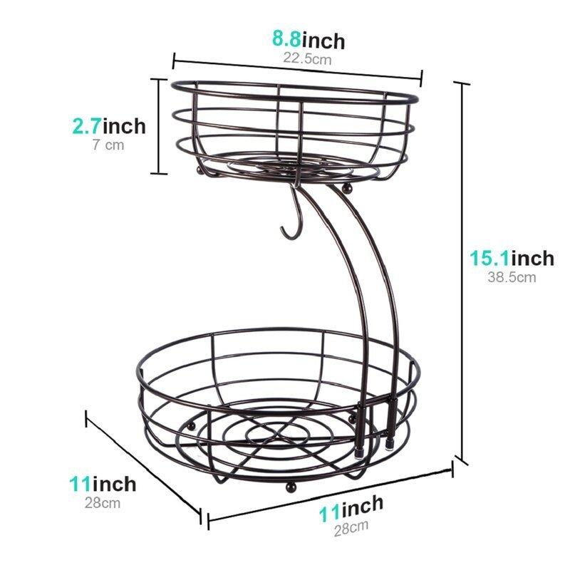 2-Tier Fruit Basket Metal Bowl, Bread Baskets Holder Large Stand Organizer with Banana Hanger Black Dish Rack Shelves
2-Tier Fruit Basket Metal Bowl, Bread Baskets Holder Large Stand Organizer with Banana Hanger Black Dish Rack Shelves