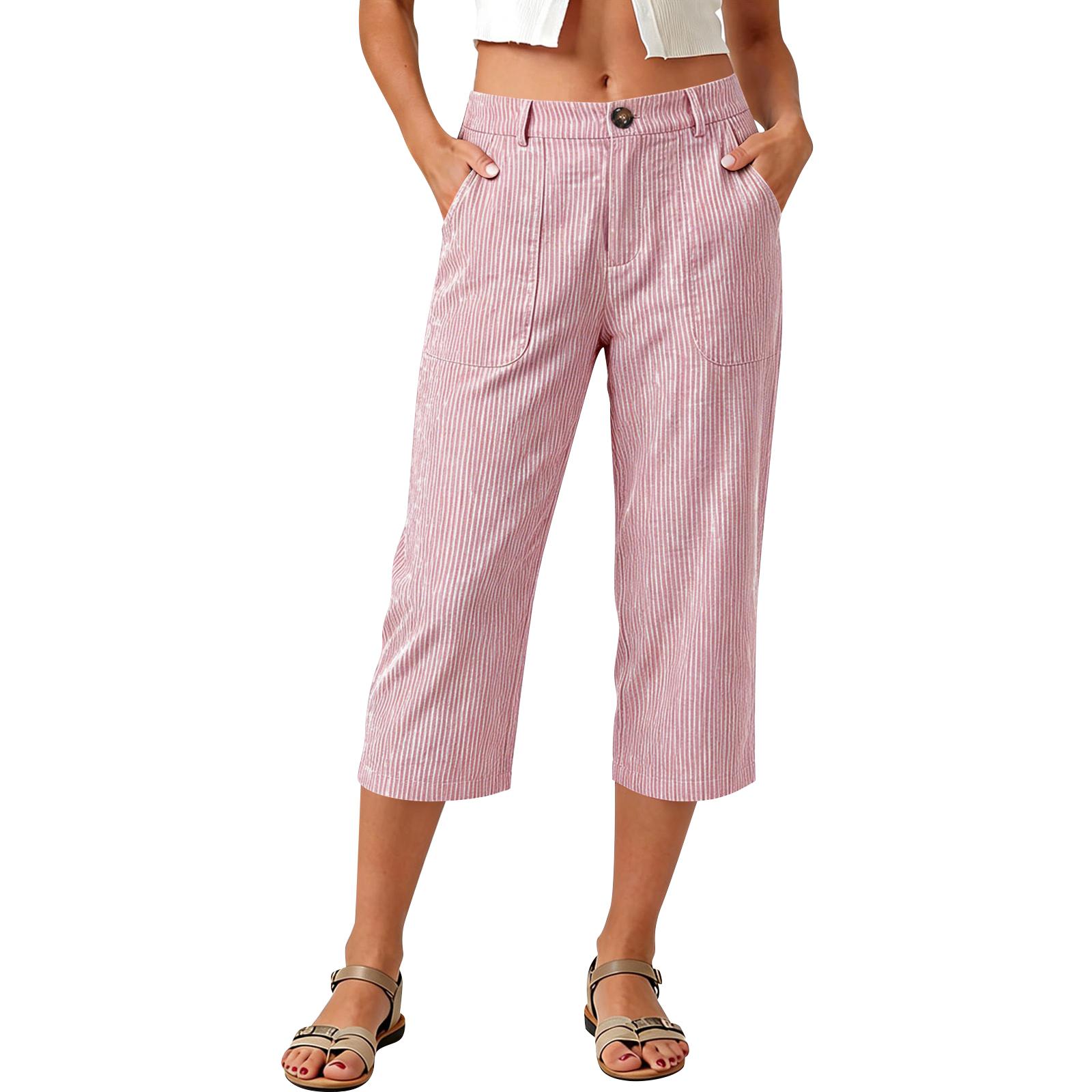 Women High Waist Casual Capris Pants with Pockets Lightweight Striped Cropped Trousers for Outdoor and Everyday Wear XL кавун червоний колір
Women High Waist Casual Capris Pants with Pockets Lightweight Striped Cropped Trousers for Outdoor and Everyday Wear XL кавун червоний колір