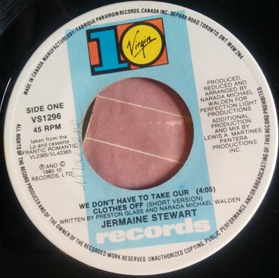 7inch Record JERMAINE STEWART We Dont Have To Take Our Clothes O VS1296 10 1985 Canada Dance Electronica Used
7inch Record JERMAINE STEWART We Dont Have To Take Our Clothes O VS1296 10 1985 Canada Dance Electronica Used