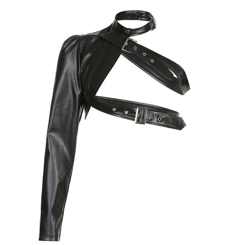 Handsome irregular metal buckle neck PU leather unilateral sleeves leather jacket love underwear European and American new models One size fits all【 40-62.5kg 】
Handsome irregular metal buckle neck PU leather unilateral sleeves leather jacket love underwear European and American new models One size fits all【 40-62.5kg 】